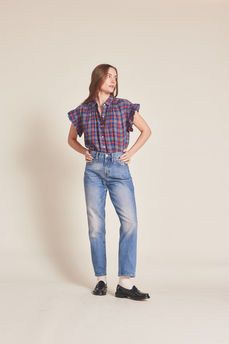 Marianne "B" Ruffle Sleeve Shirt Crosby Plaid