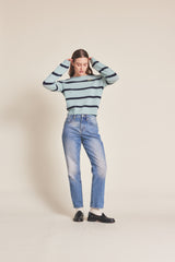 Ryann Sweater Green/Navy Stripe