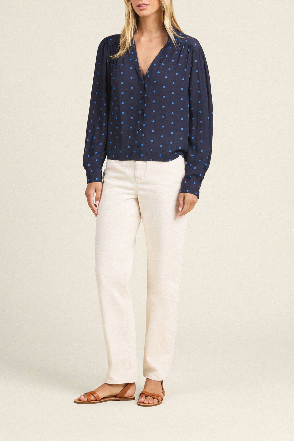 Amara Blouse Azure Polka Dot