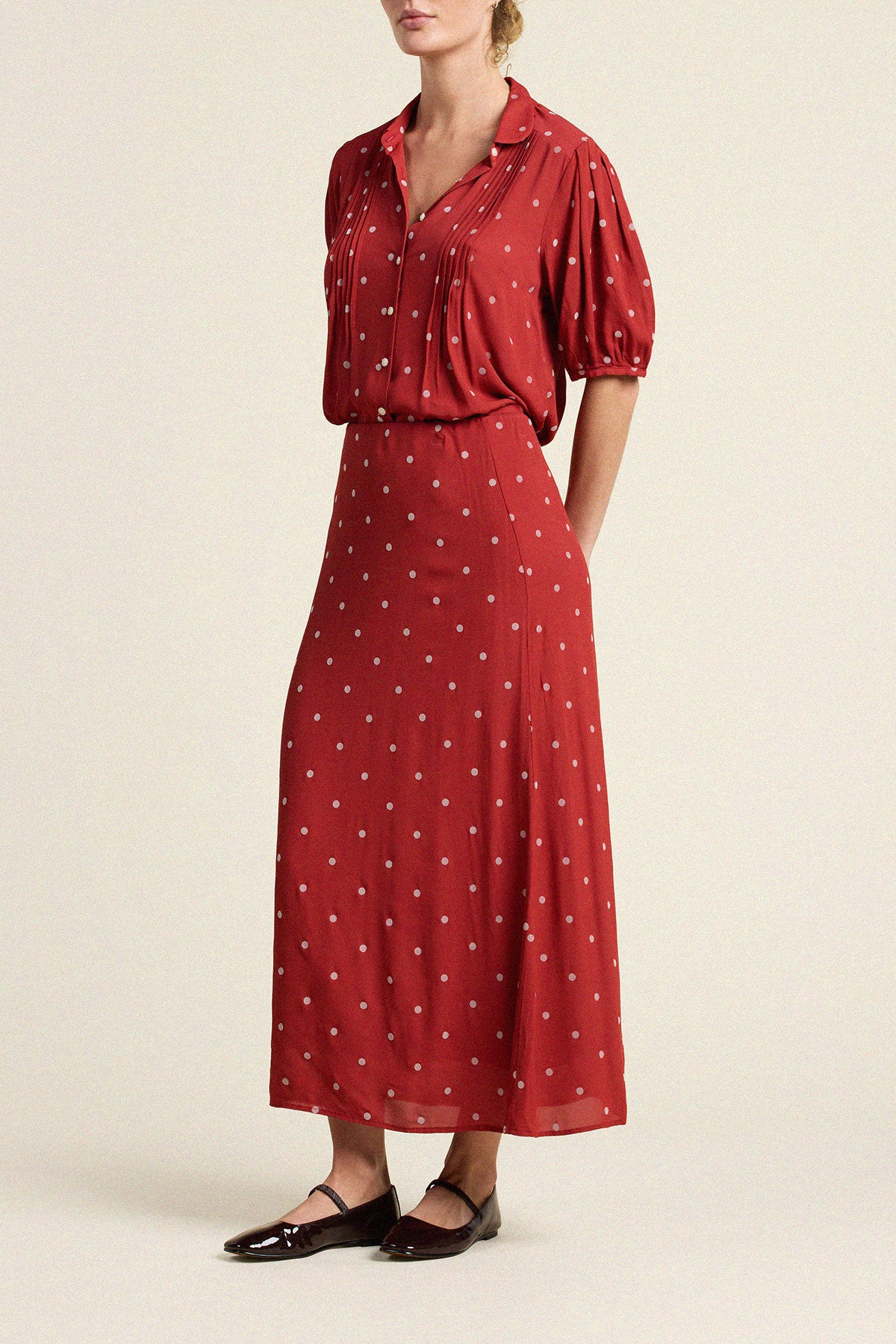 Trovata Demi skirt in Berry Dot, viscose — view 3