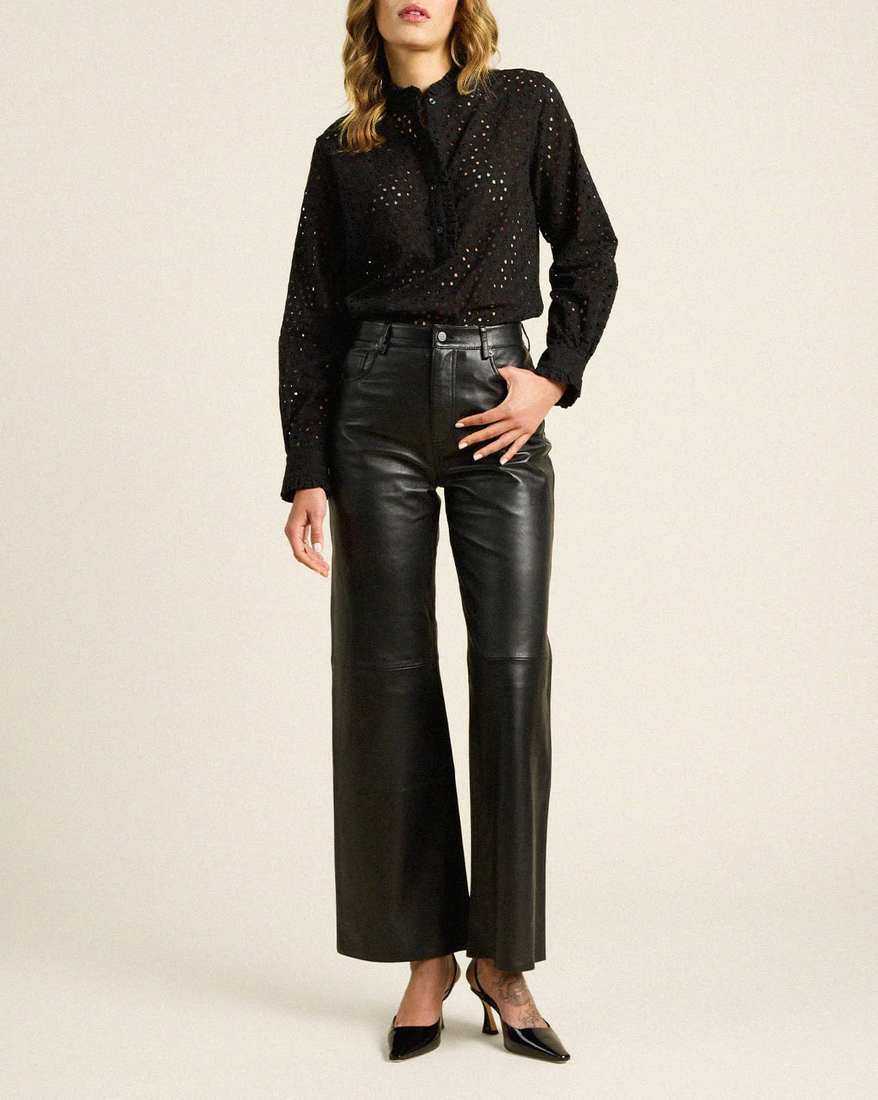 Breezy Blouse Black Eyelet
