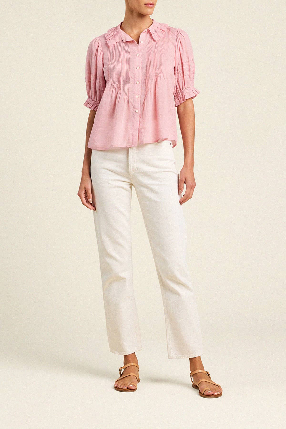 Jess Blouse Blush Houndstooth