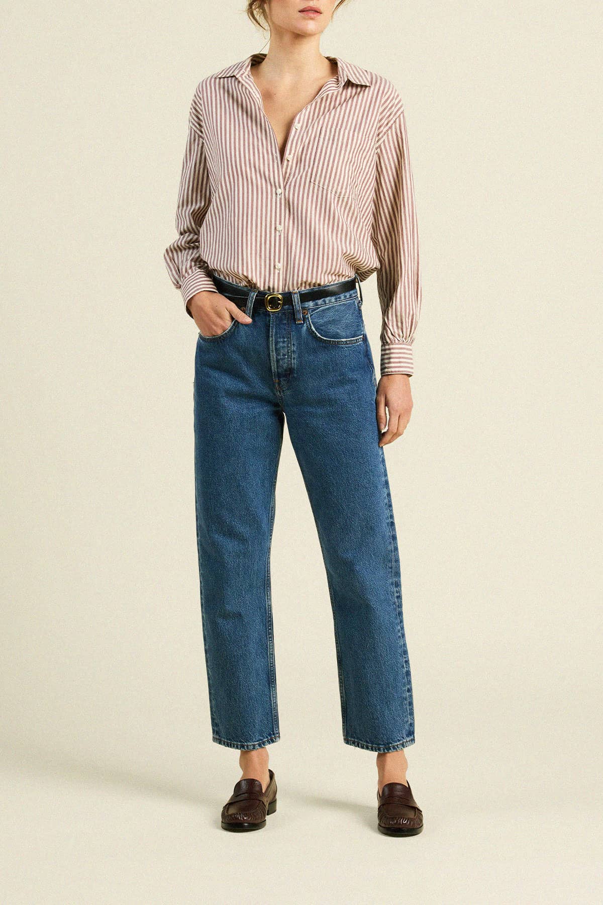 Blake Oversized Shirt Burgundy Stripe