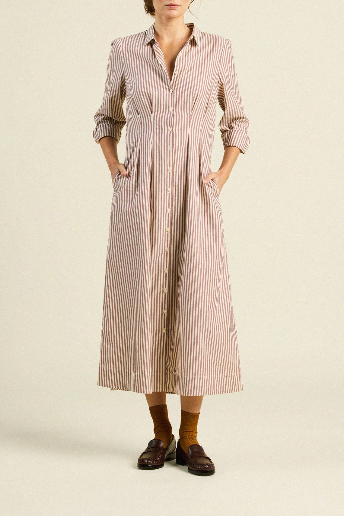 Harper Dress Burgundy Stripe