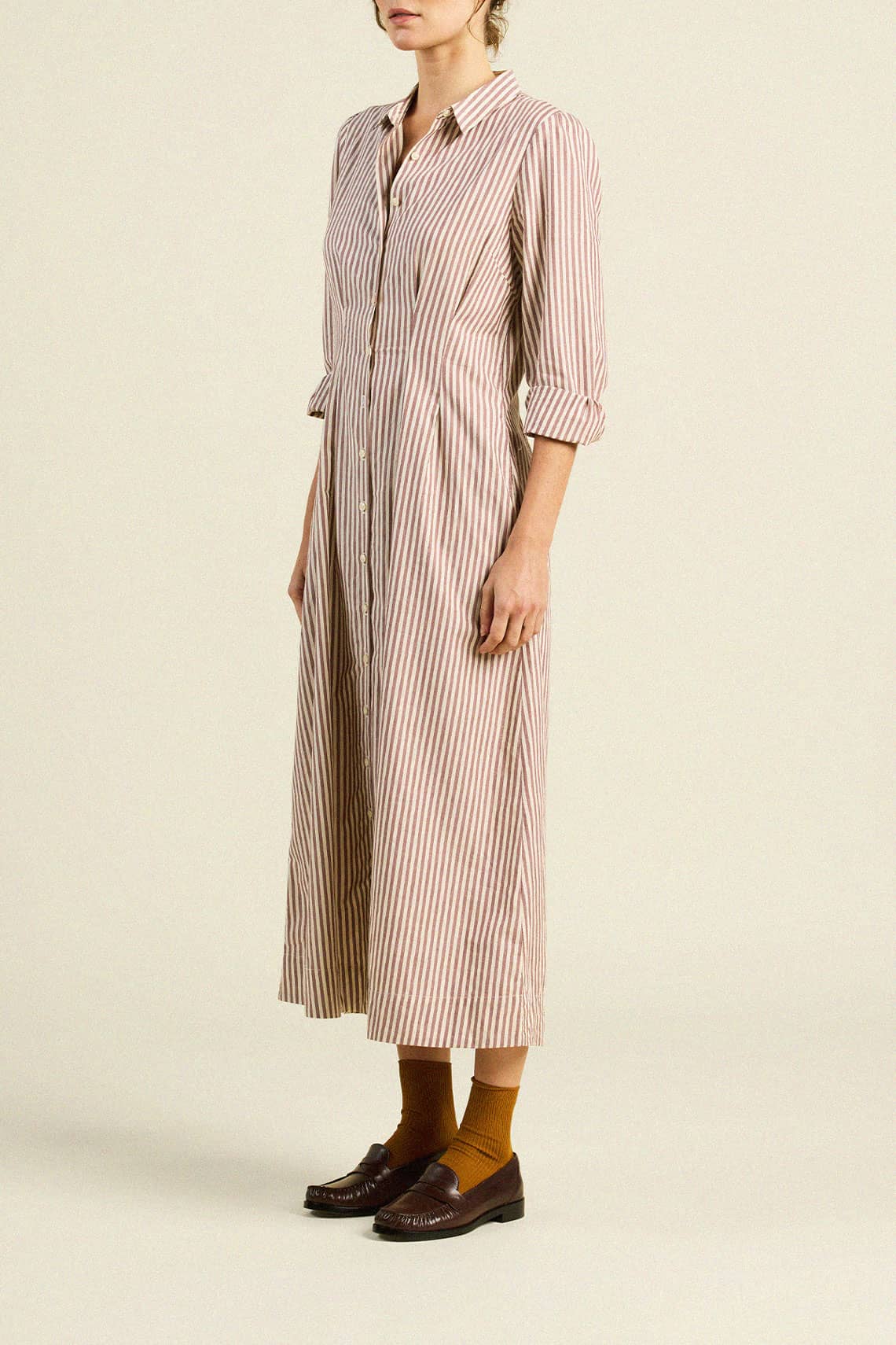 Harper Dress Burgundy Stripe