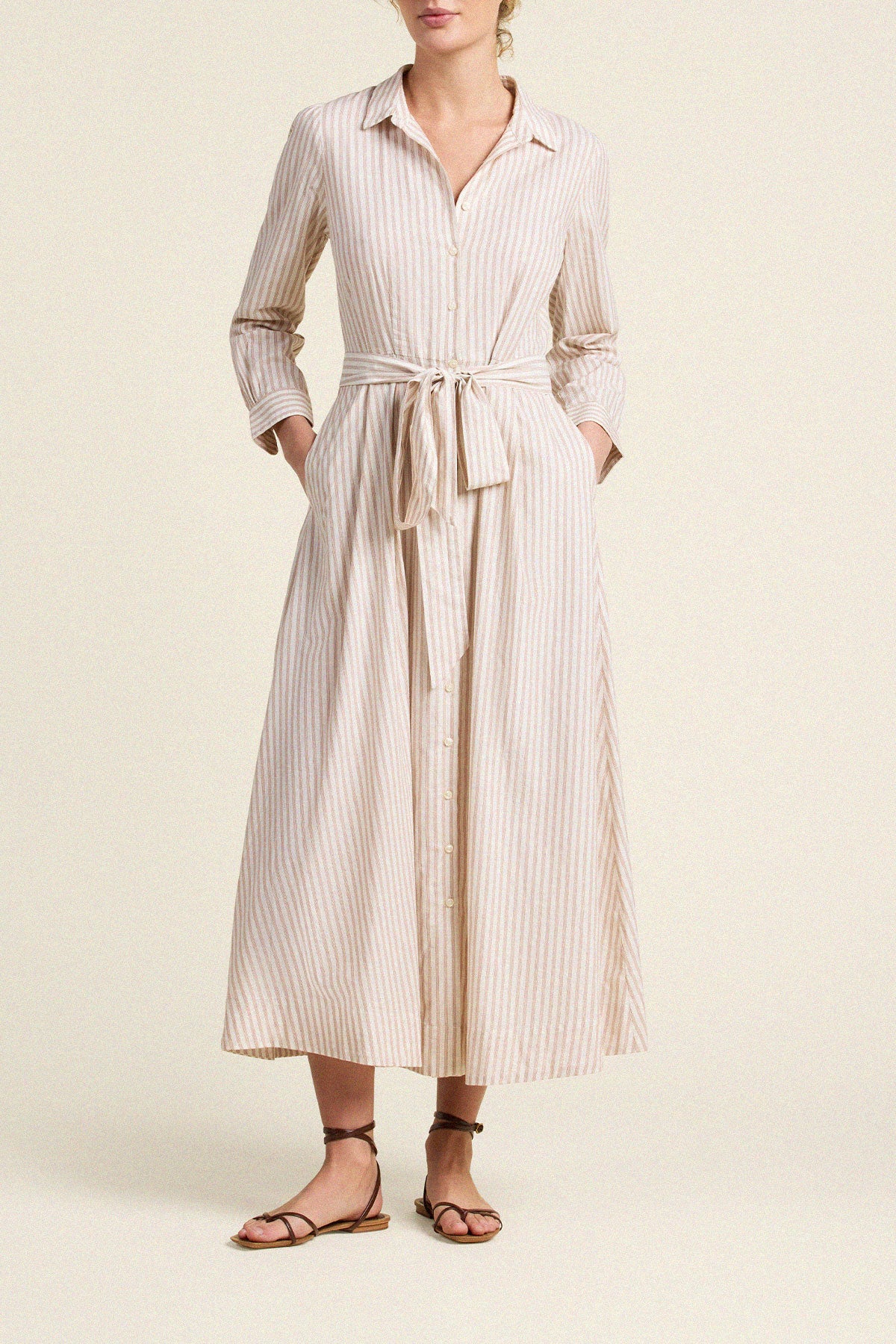 Trovata Emmelie dress in Carmel Stripe, cotton — view 3