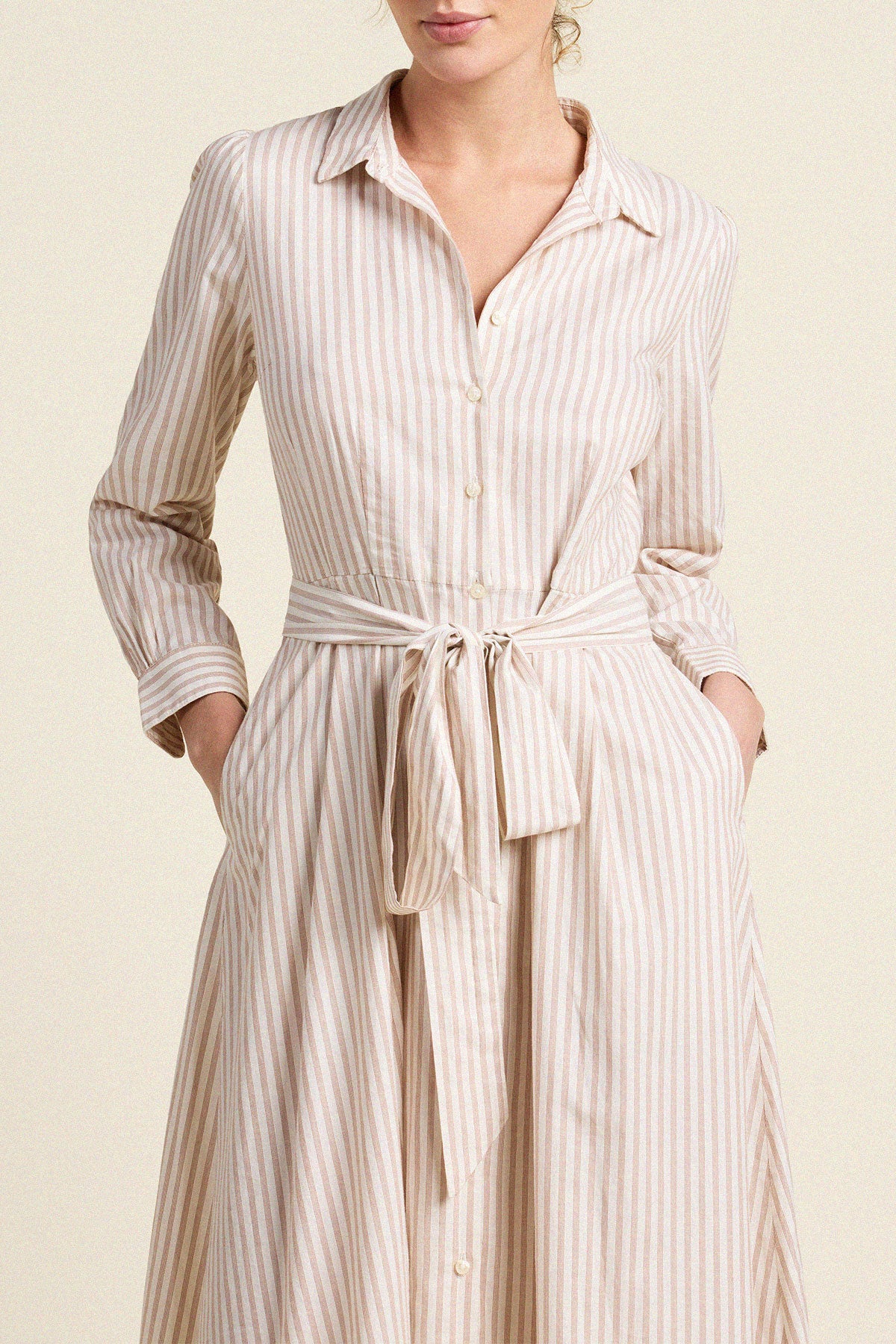 Trovata Emmelie dress in Carmel Stripe, cotton — view 2