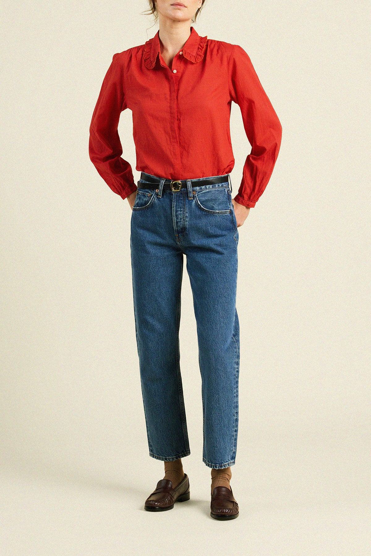 Kinsley Blouse Crimson Check