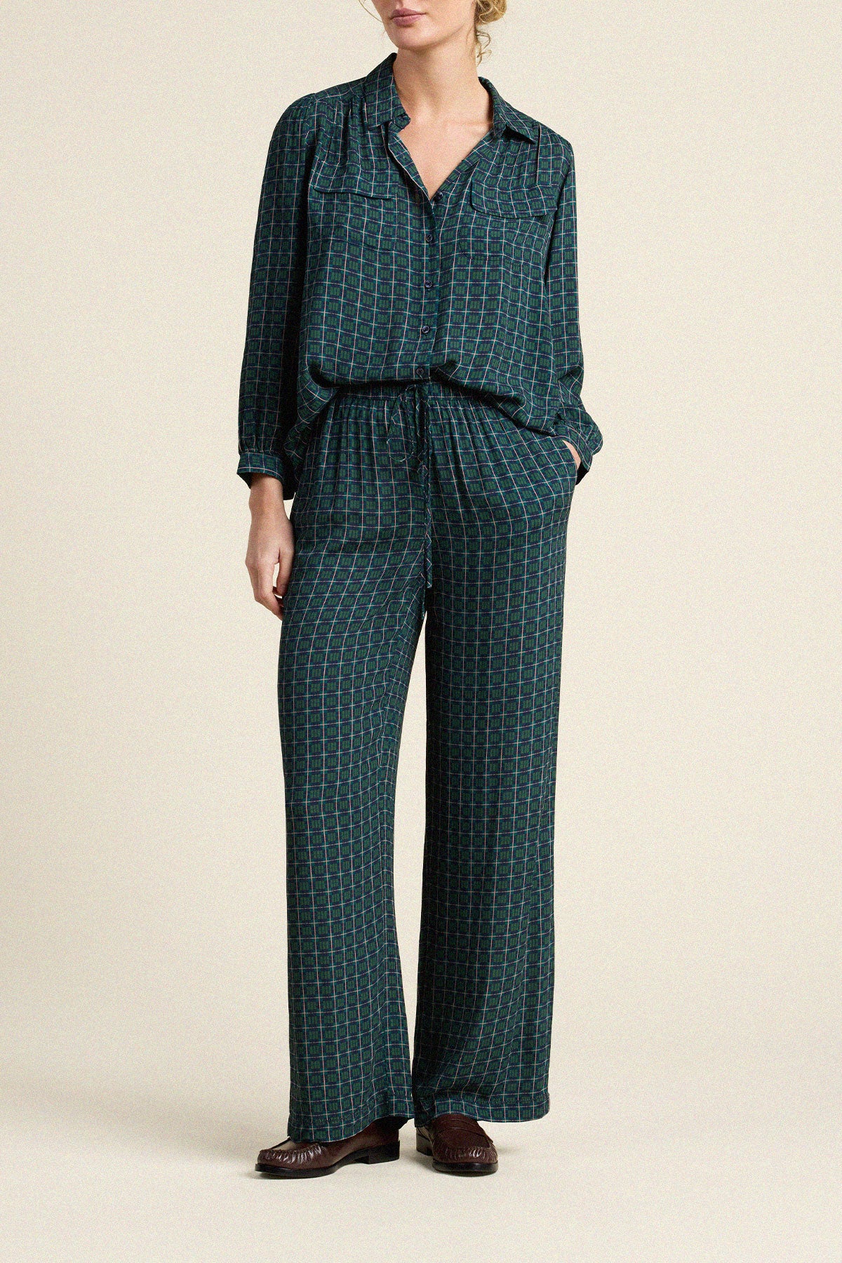 Trovata Zola blouse in Davenport Plaid, viscose — view 3