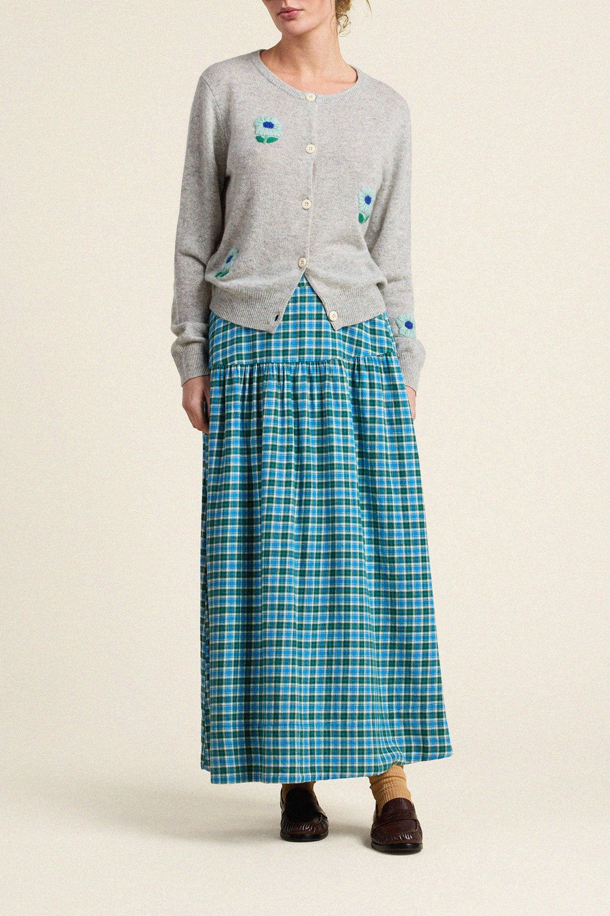 Trovata Lydia skirt in Fogline Plaid, cotton — view 2
