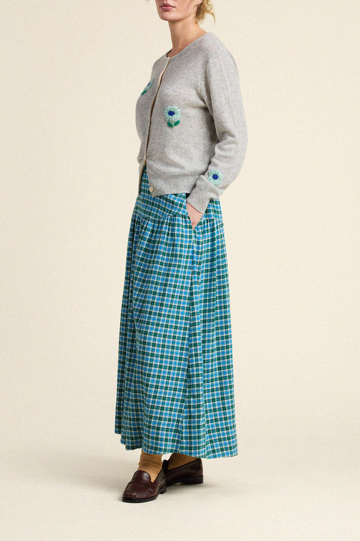 Trovata Lydia skirt in Fogline Plaid, cotton — view 3