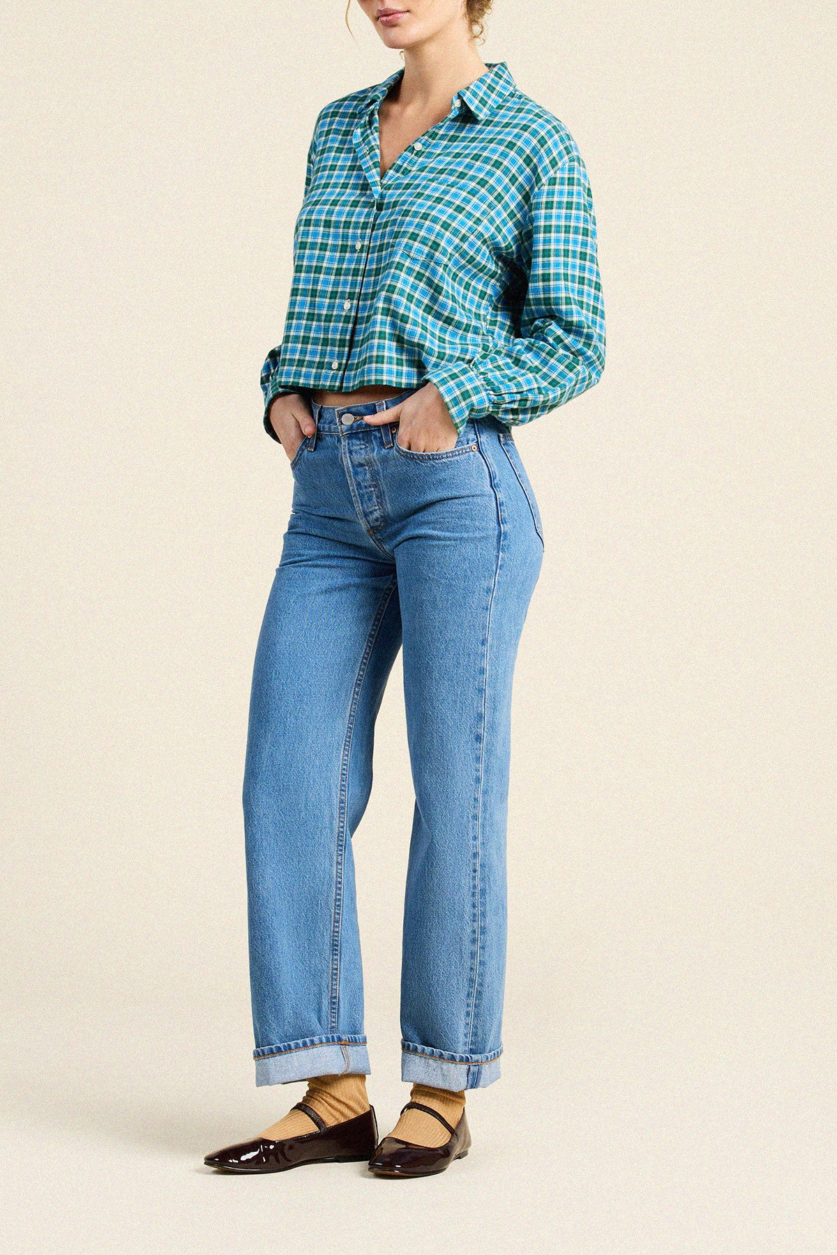 Trovata Nessa shirt in Fogline Plaid, cotton — view 4