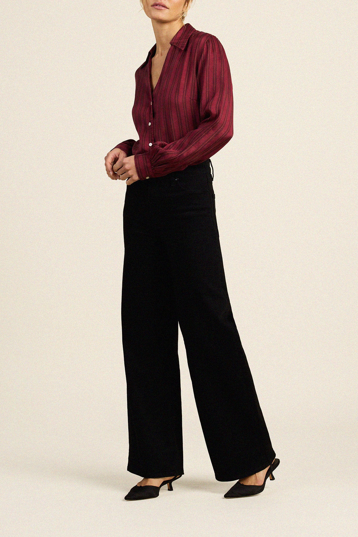 Trovata Justine blouse in Garnet Stripe, cupro-viscose blend — view 4