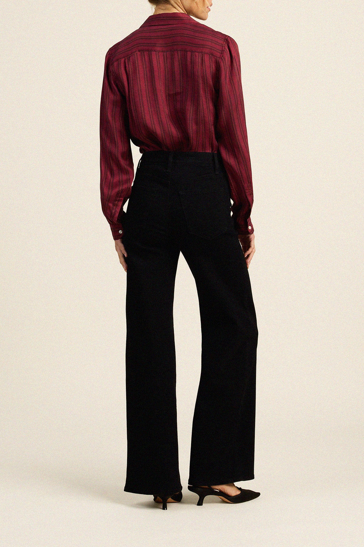 Trovata Justine blouse in Garnet Stripe, cupro-viscose blend — view 5