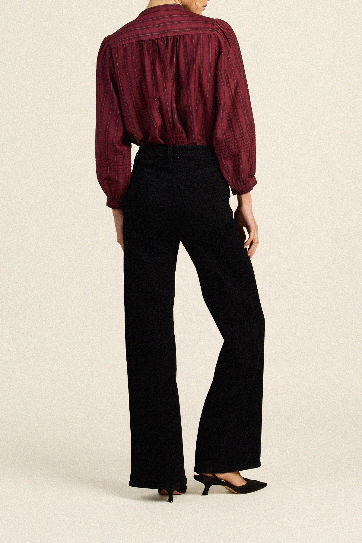 Trovata Pauline blouse in Garnet Stripe, cotton-silk blend — view 5