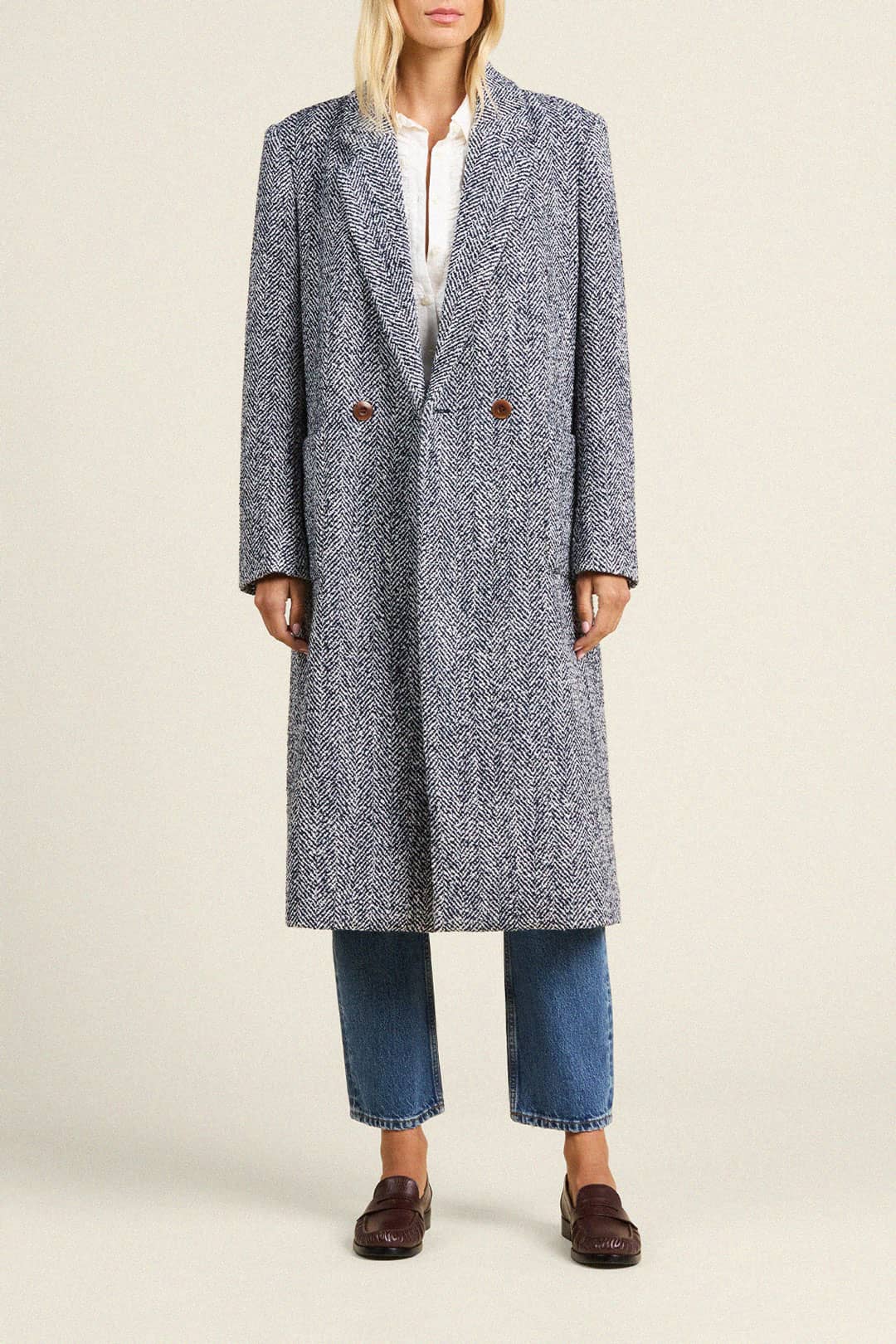 Lars Coat Navy Herringbone