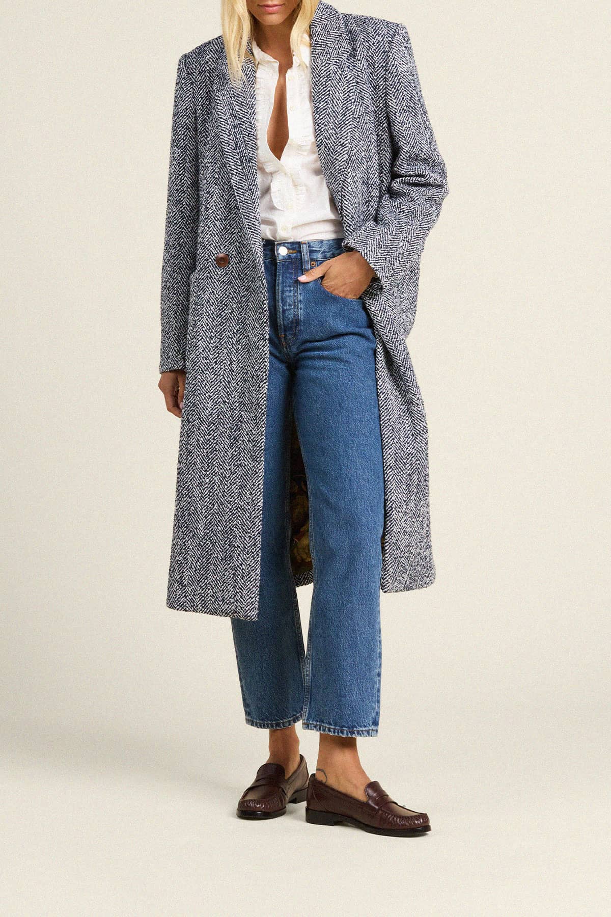 Lars Coat Navy Herringbone