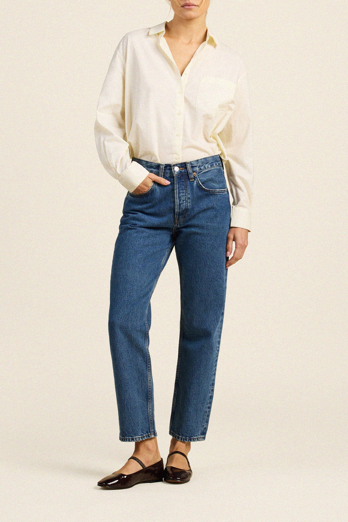 Trovata Blake oversized shirt in Cream, cotton — view 3