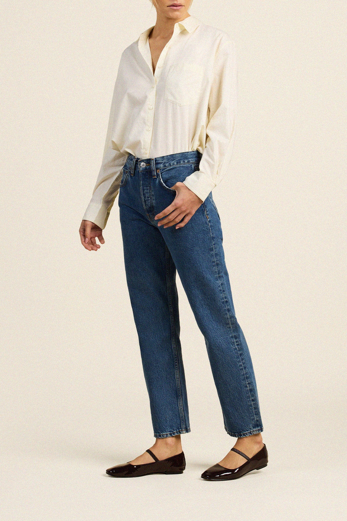 Trovata Blake oversized shirt in Cream, cotton — view 4