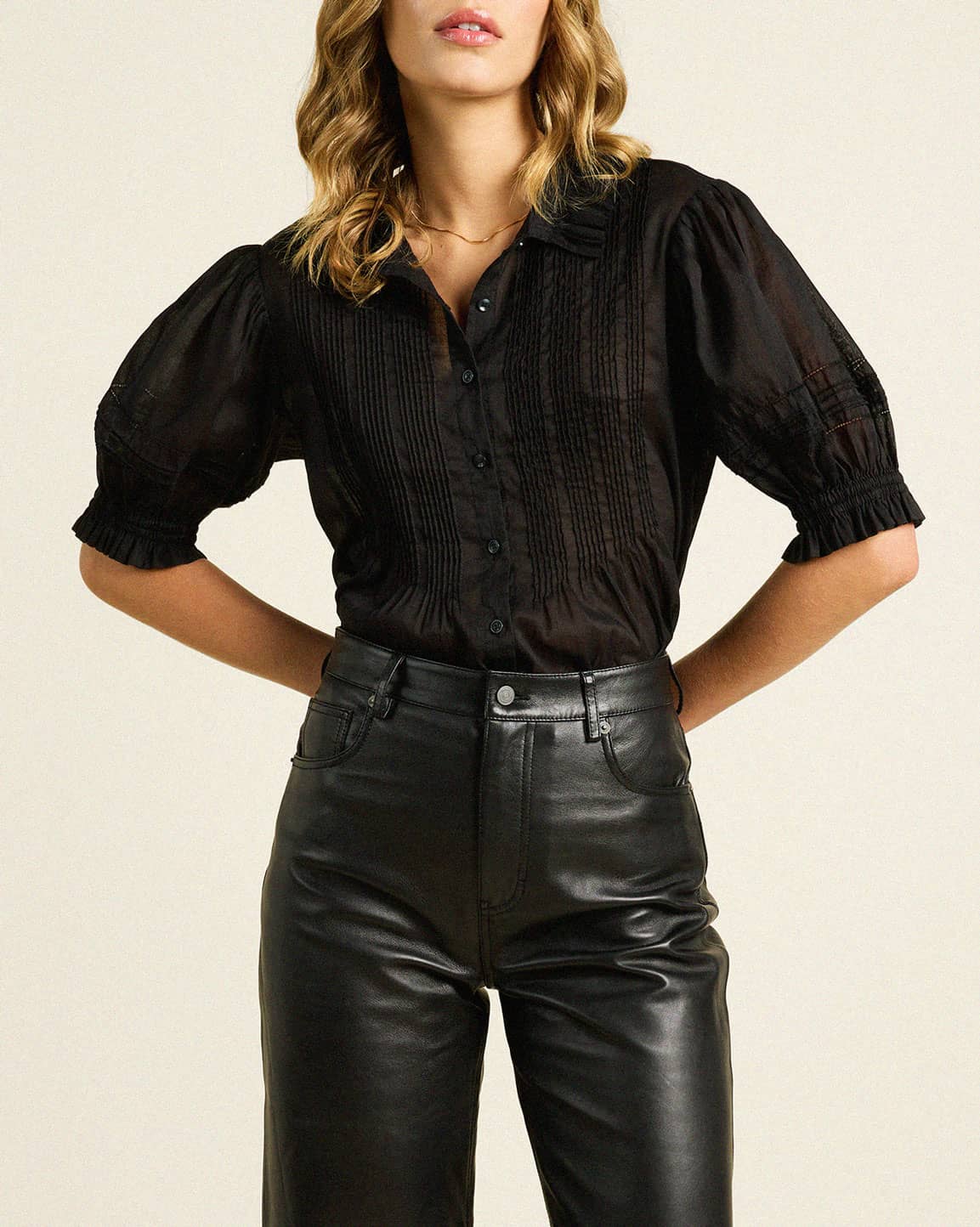 Jess Blouse Black Ramie Cotton