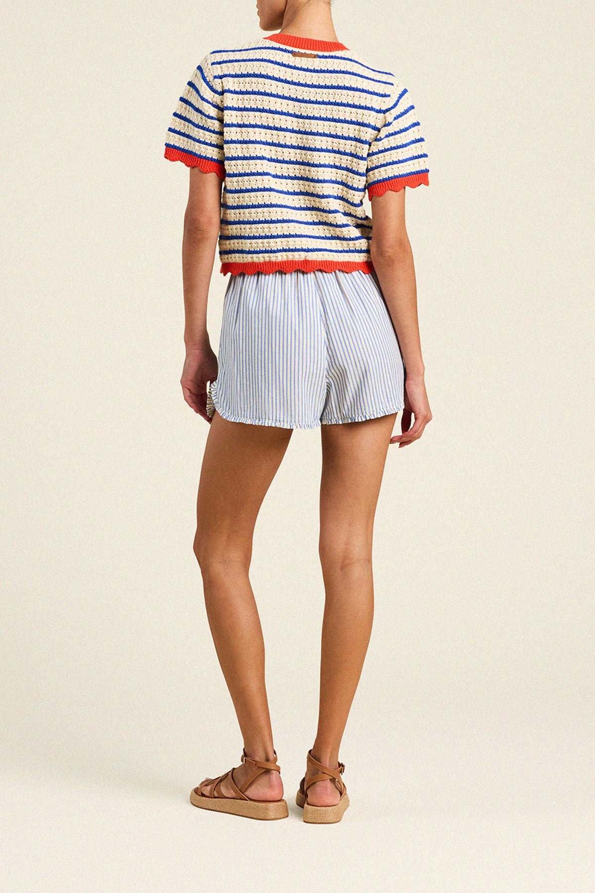 Aurora Cardigan Antique White/Navy Stripe