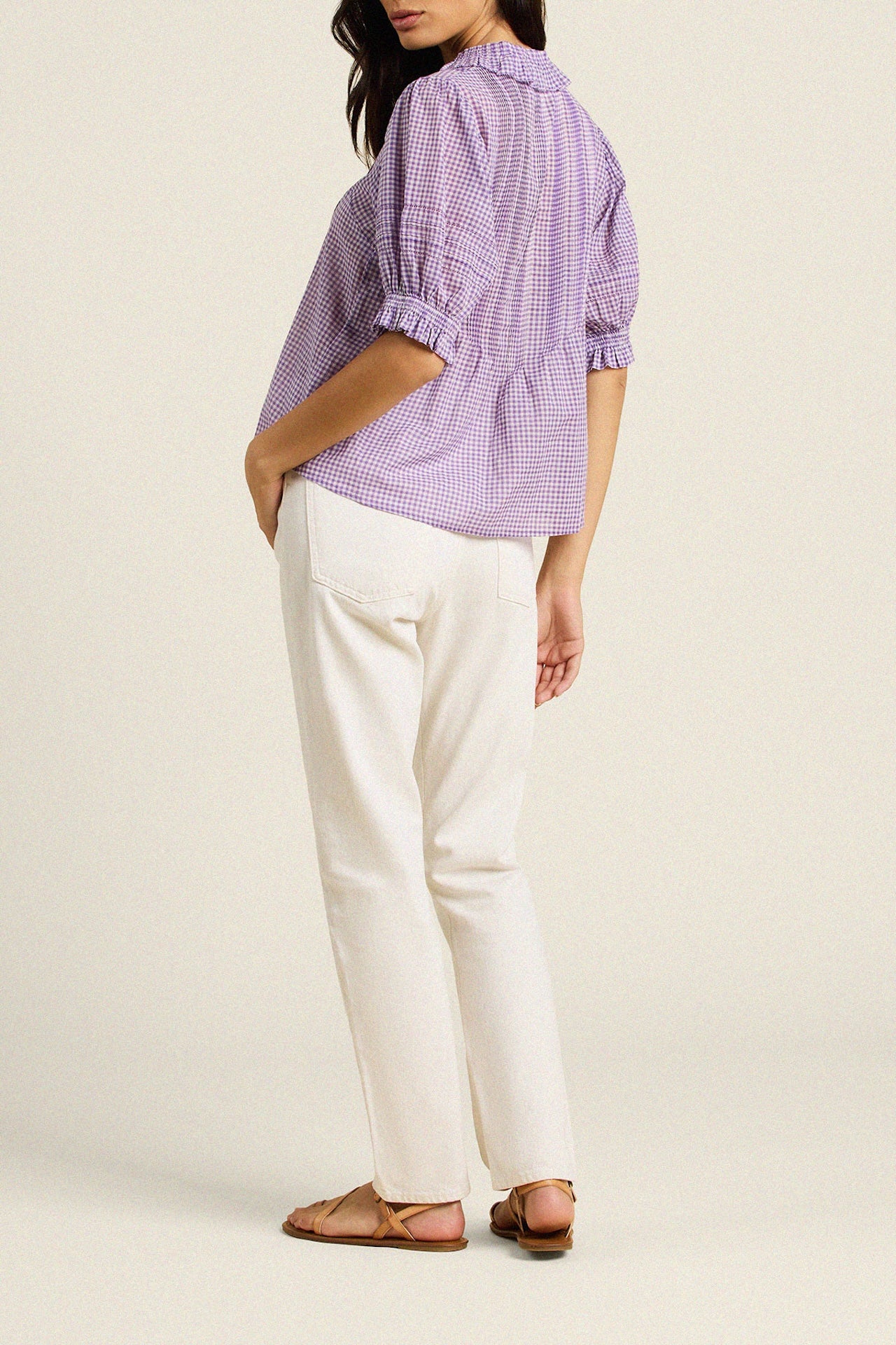 Jess Blouse Lilac Gingham