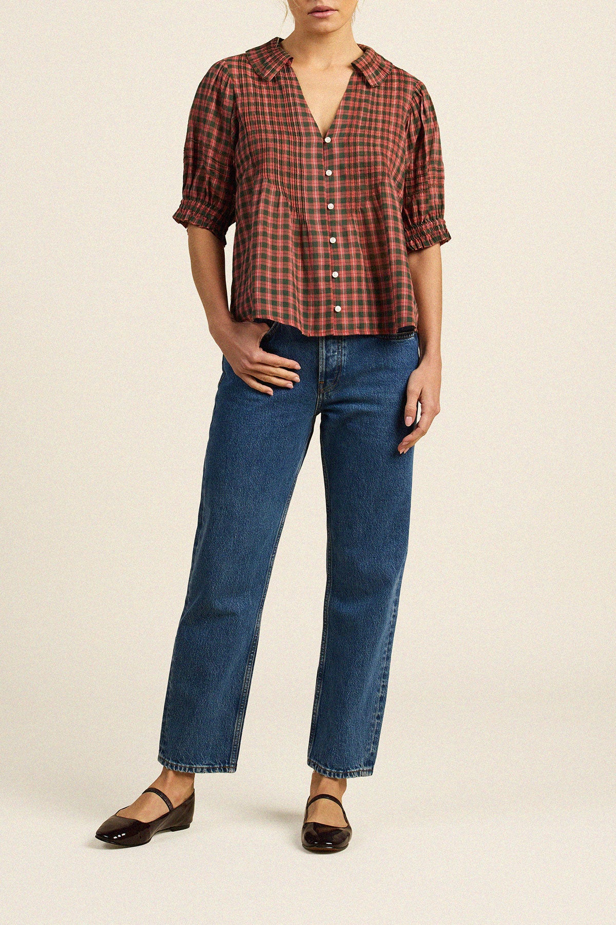 Trovata Amelie blouse in Maple Check, cotton — view 3