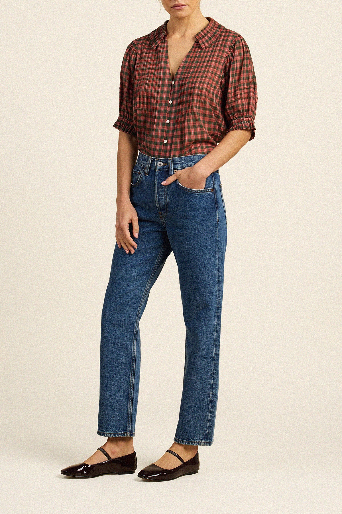 Trovata Amelie blouse in Maple Check, cotton — view 4
