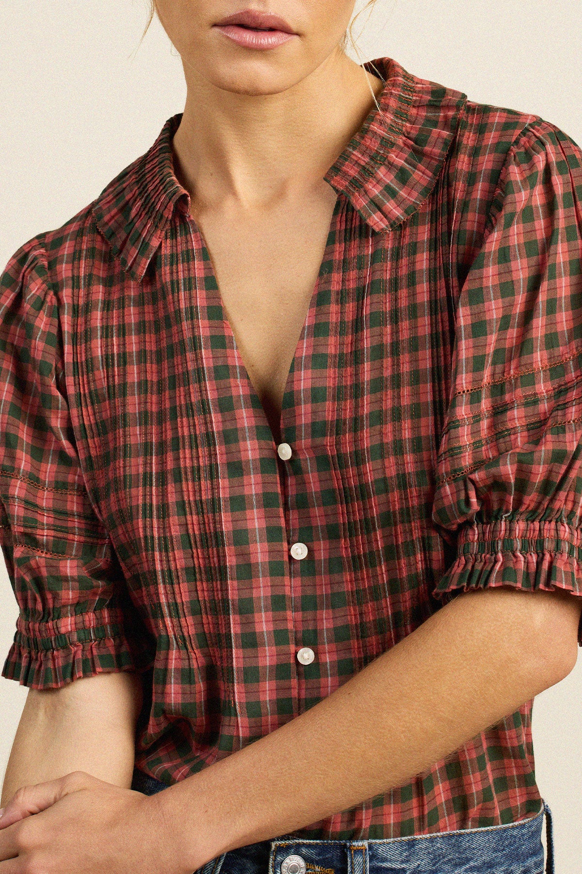 Trovata Amelie blouse in Maple Check, cotton — view 2