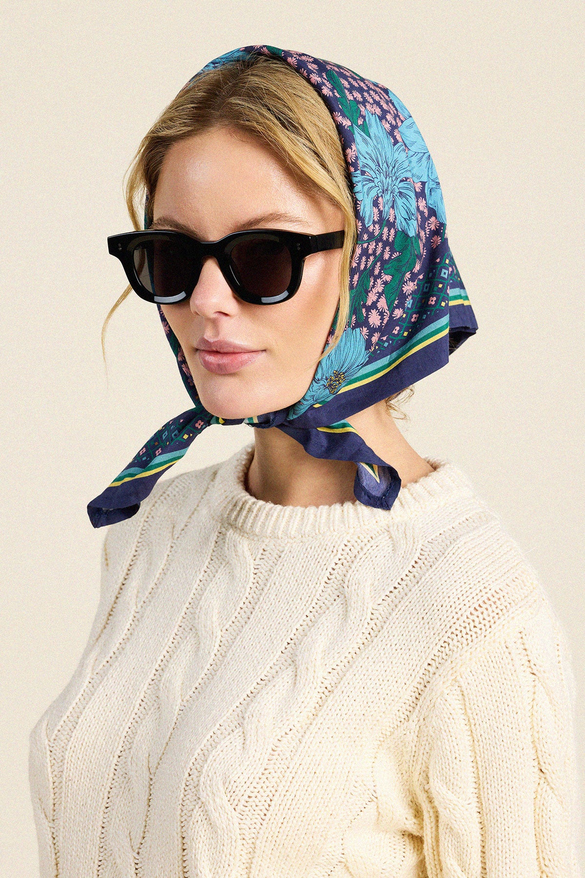 Trovata Charlotte scarf in Midnight Trellis, cotton-silk blend — view 3