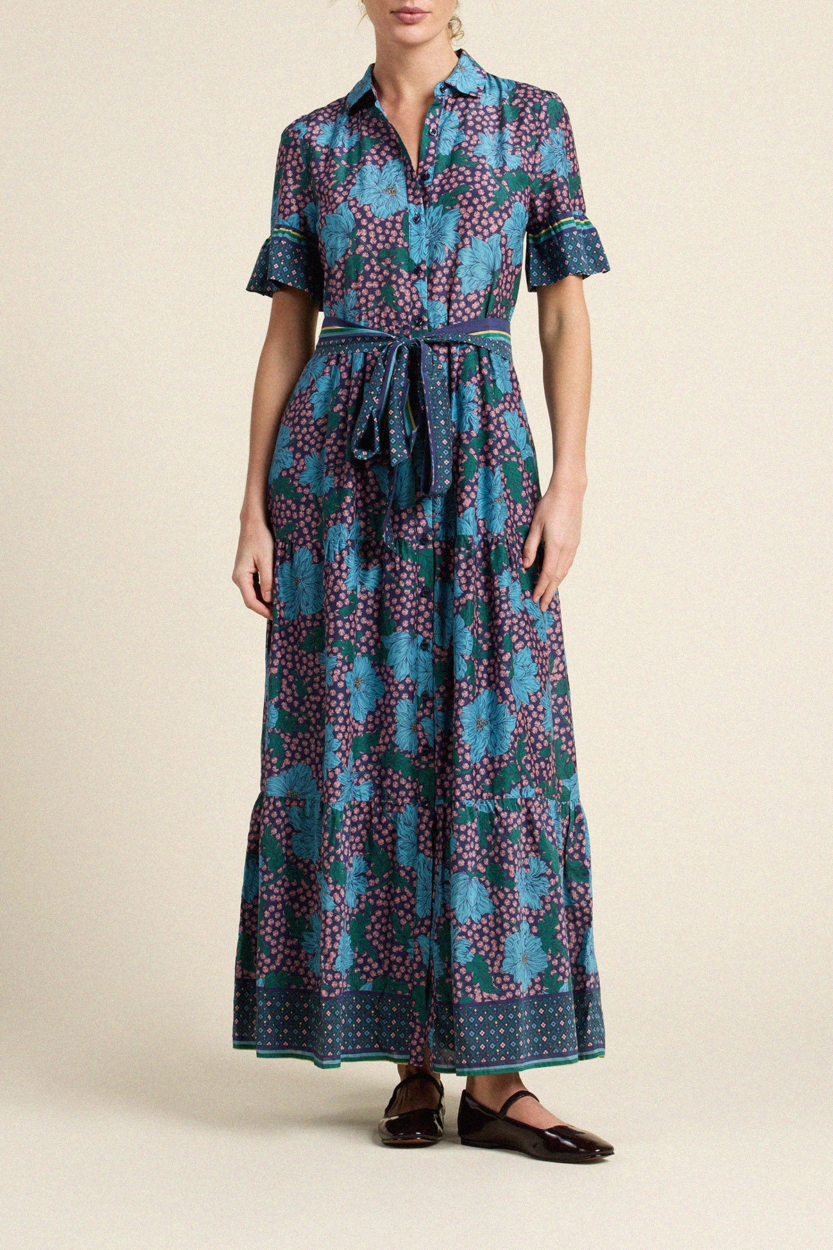 Trovata Martine dress in Midnight Trellis, cotton-silk blend — view 3