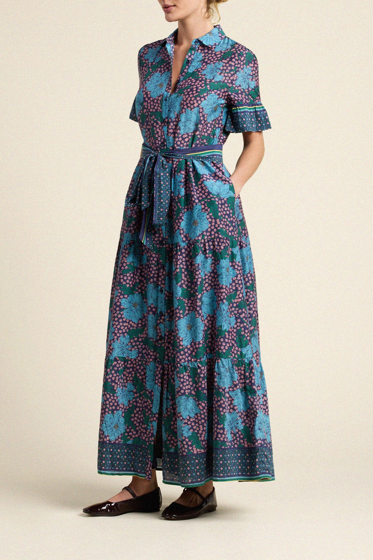 Trovata Martine dress in Midnight Trellis, cotton-silk blend — view 4
