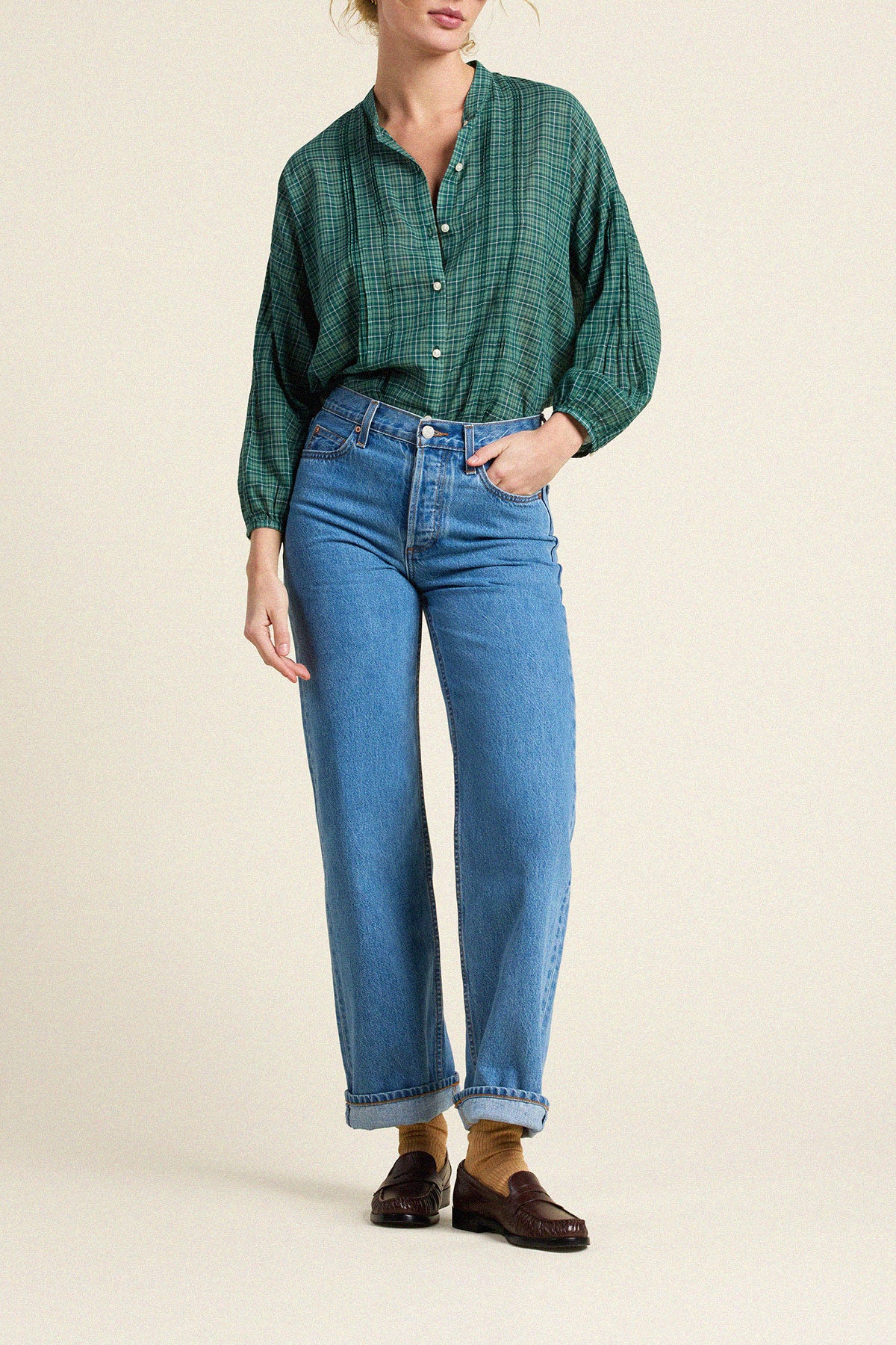 Trovata Jordyn blouse in Muir Tartan, cotton — view 3