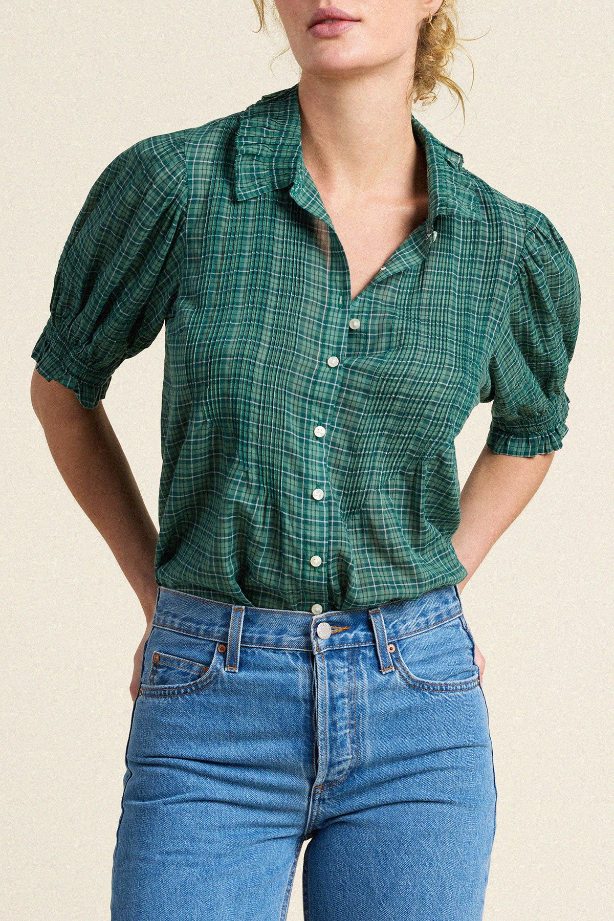 Trovata Jess blouse in Muir Tartan, cotton — view 2