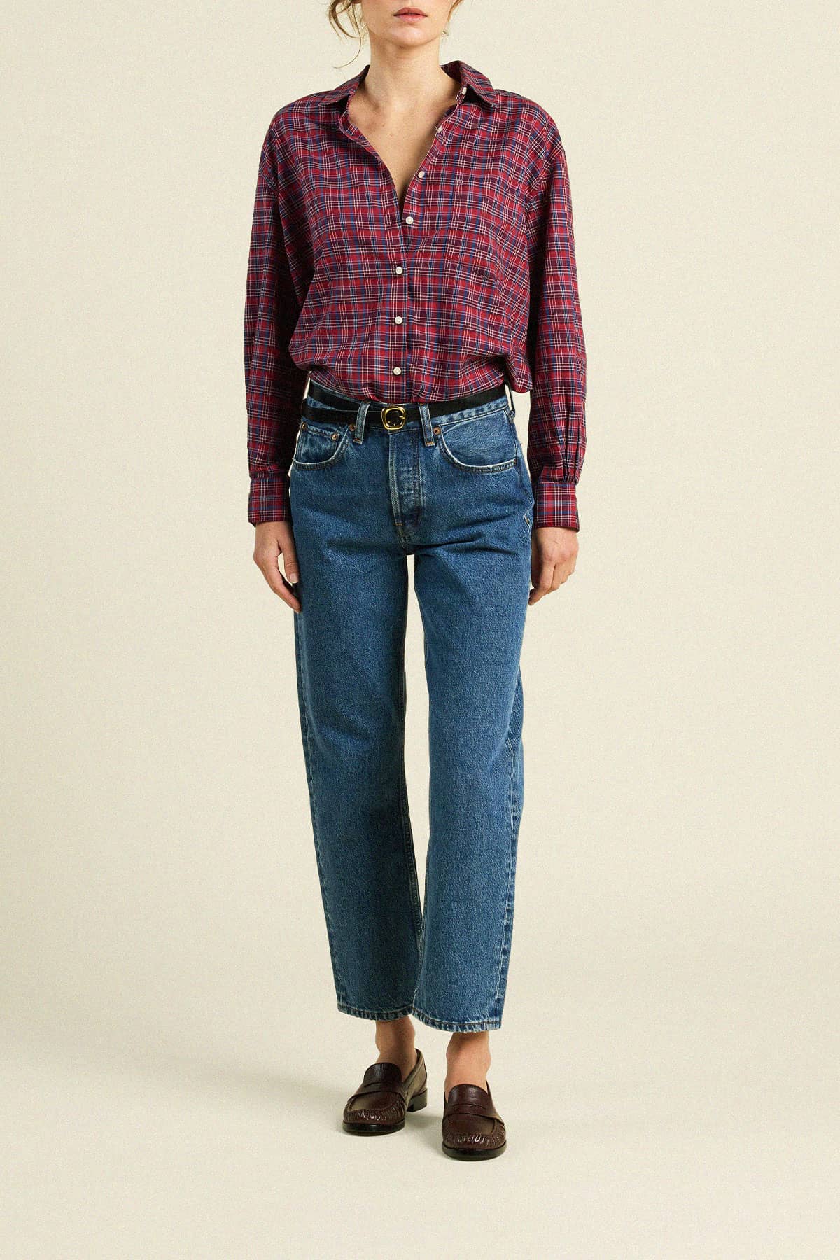 Blake Oversized Shirt Mulled Wine Plaid