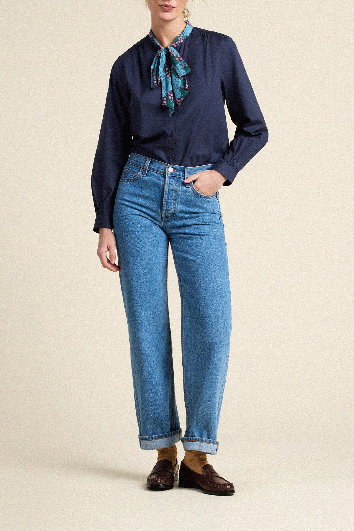 Trovata Mary Todd blouse in Navy, cotton — view 3