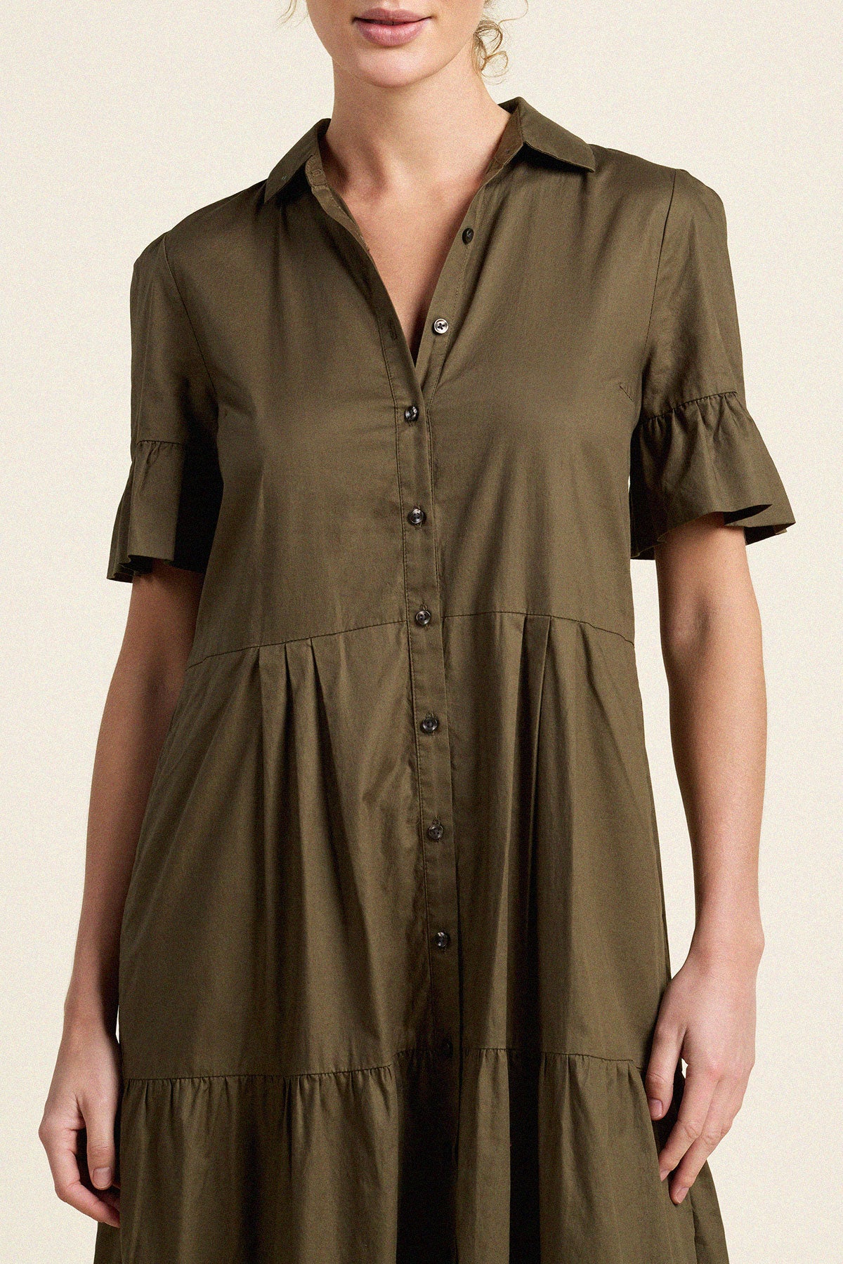 Trovata Martine dress in Olive, cotton — view 2