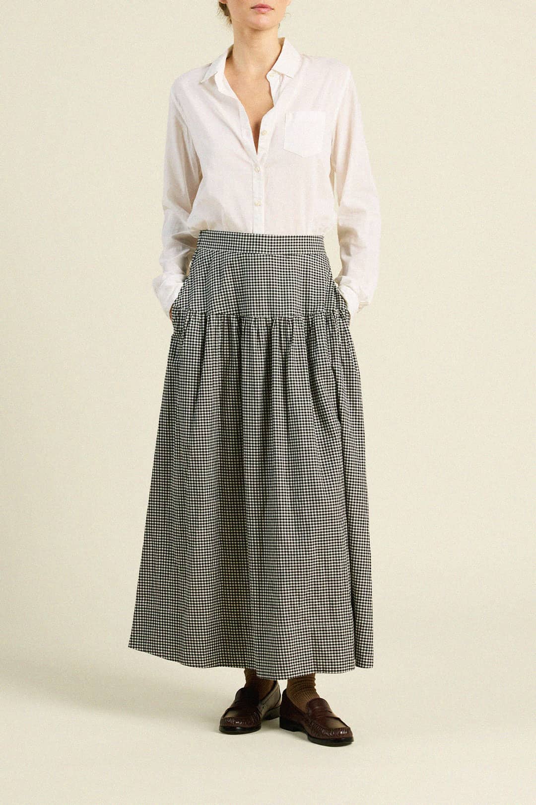 スカート Hemingway Check Tweed Long Skirt black Black Tweed Plaid Midi Skirt | Modest Women Clothing - YAL