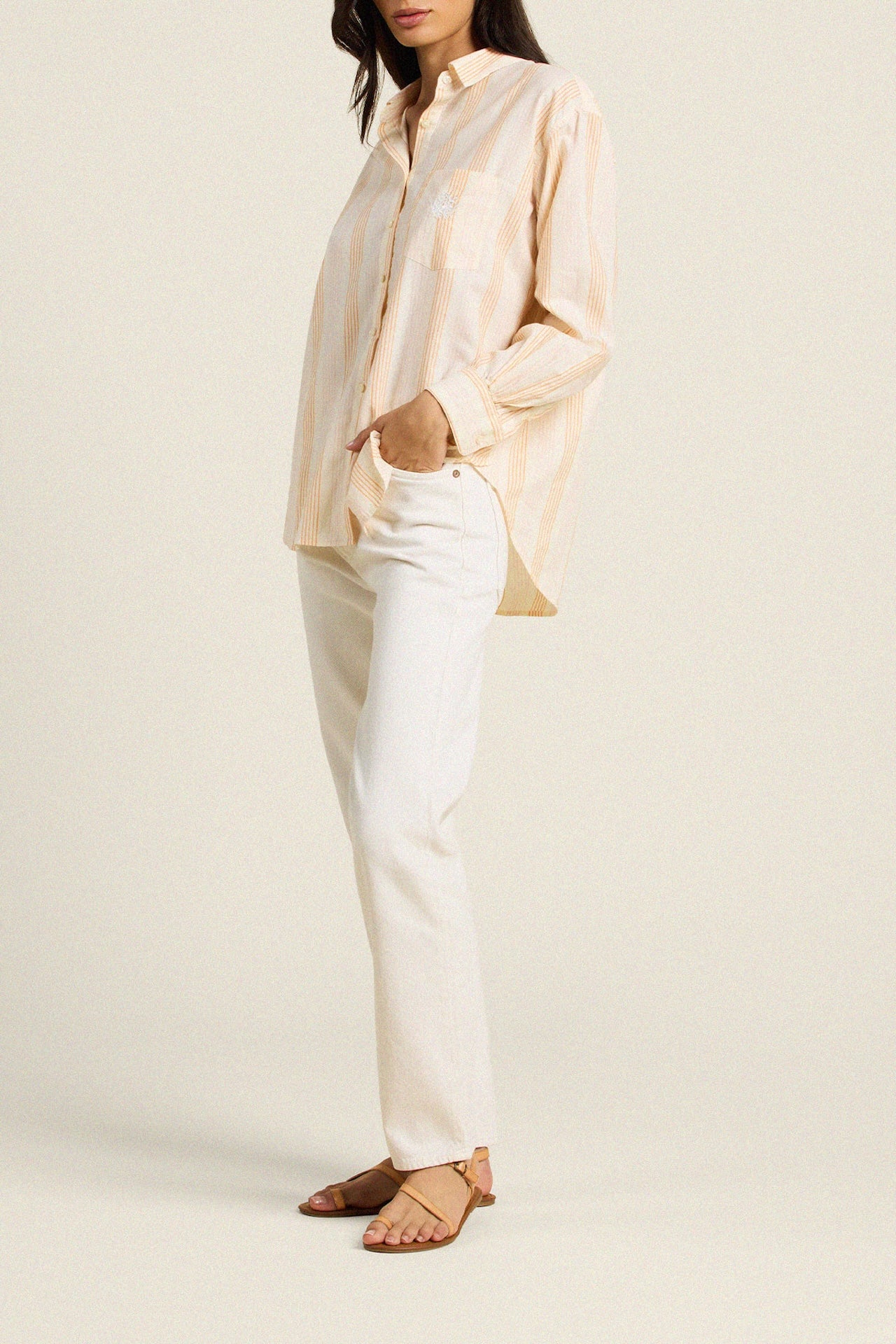 Blake Oversized Shirt w/ Ruffles Paradis Stripe