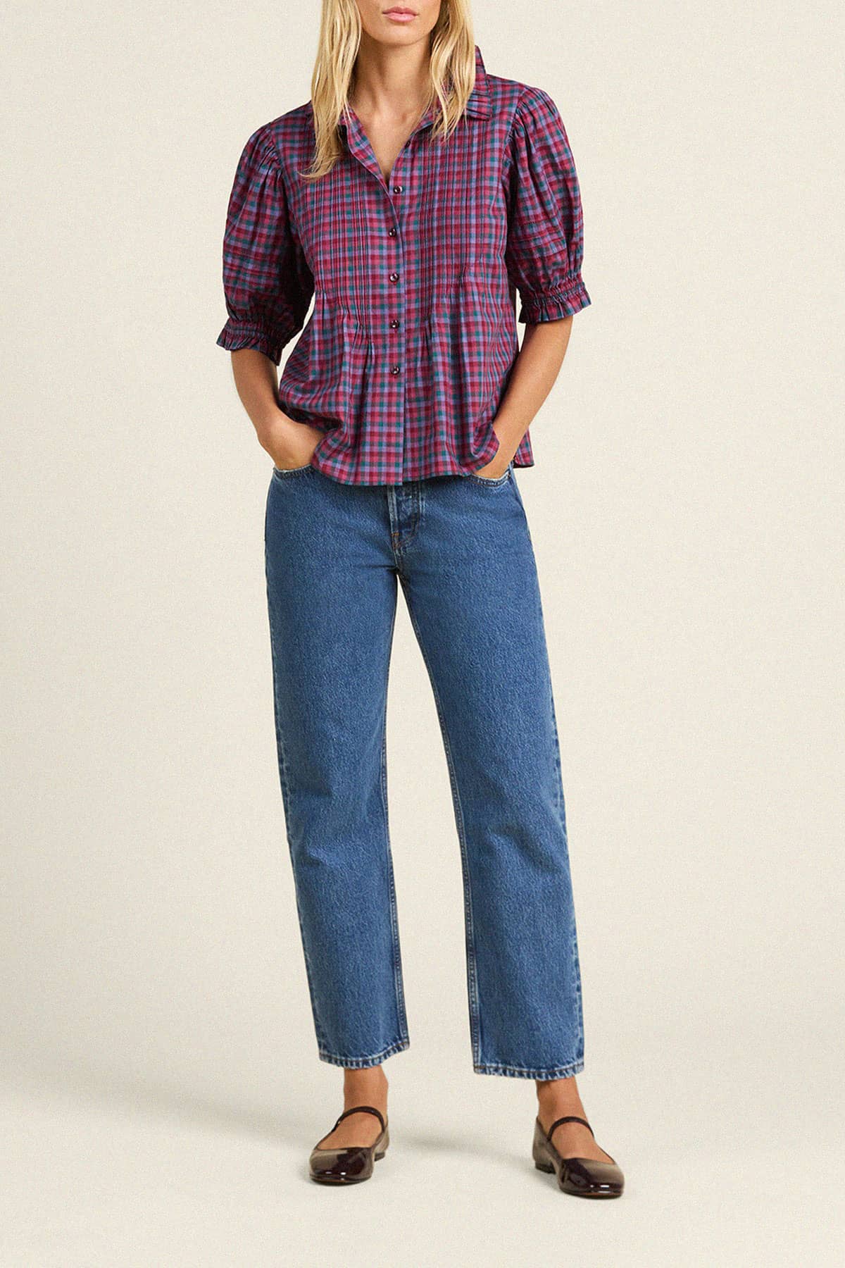 Jess Blouse Poppy & Pine Check