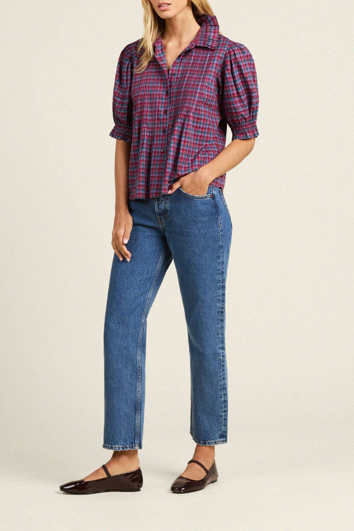 Jess Blouse Poppy & Pine Check