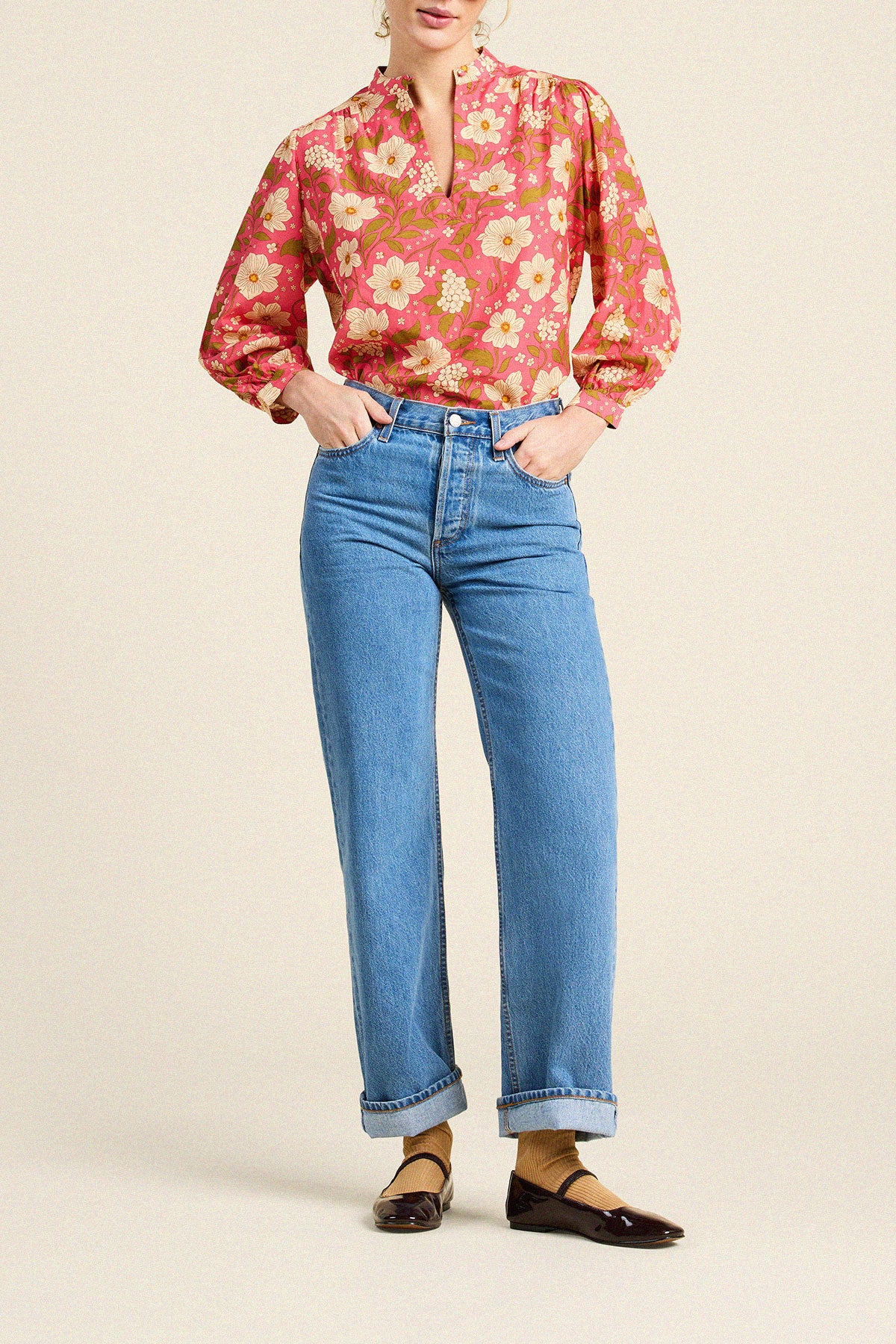 Trovata Bailey shirt in Rancho Rose, cotton-viscose blend — view 3