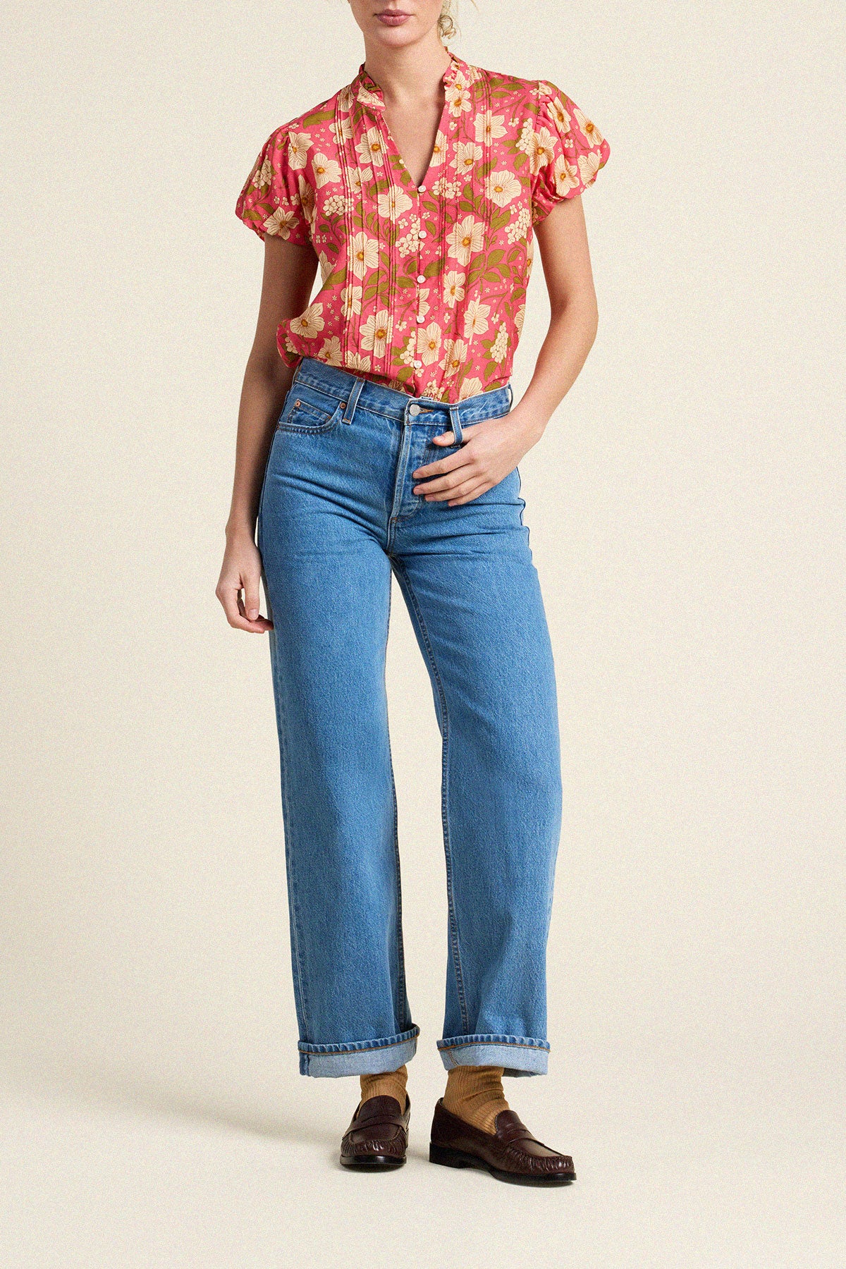 Trovata Luna blouse in Rancho Rose, cotton-viscose blend — view 3