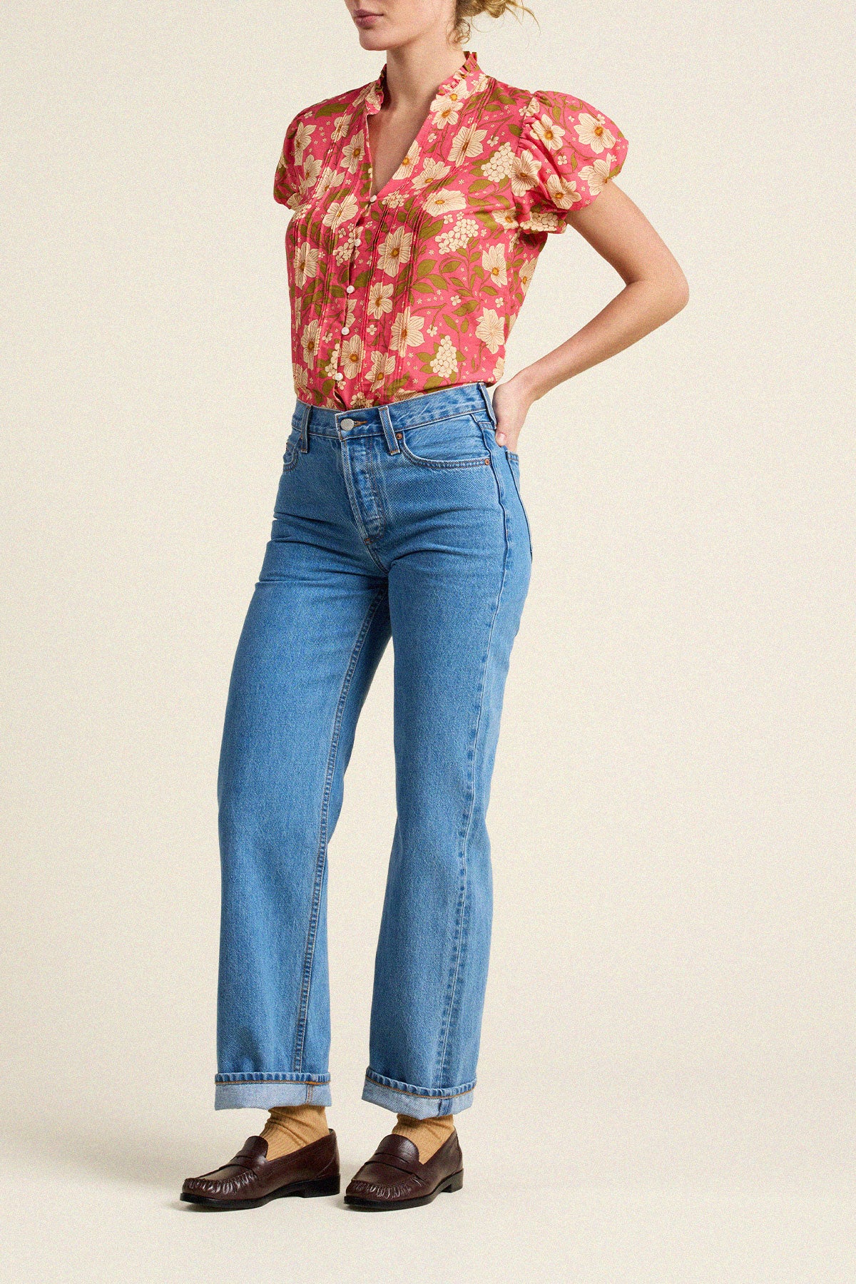 Trovata Luna blouse in Rancho Rose, cotton-viscose blend — view 4