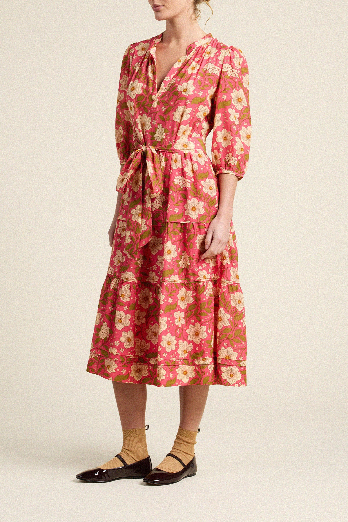 Trovata Devon dress in Rancho Rose, cotton-viscose blend — view 3