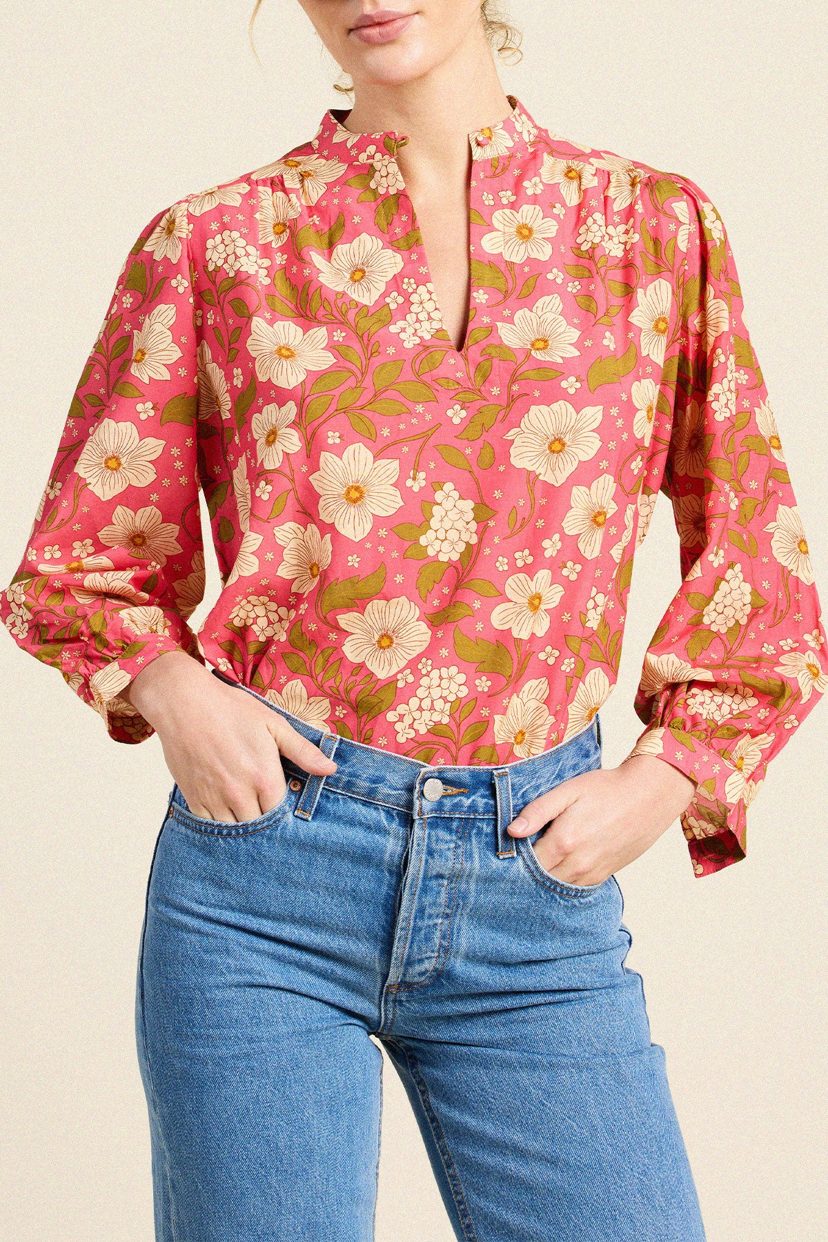 Trovata Bailey shirt in Rancho Rose, cotton-viscose blend — view 2