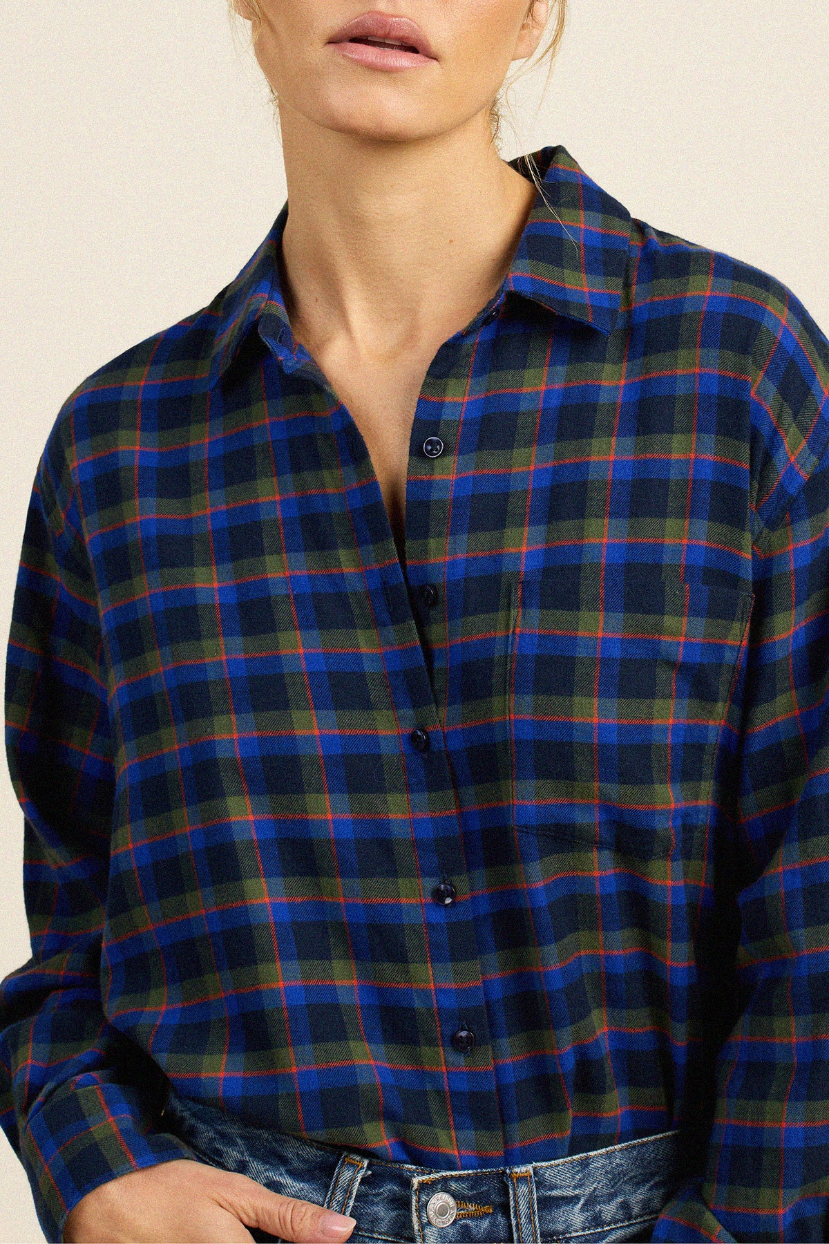 Trovata Blake oversized shirt in Winter Regatta Plaid, cotton — view 2
