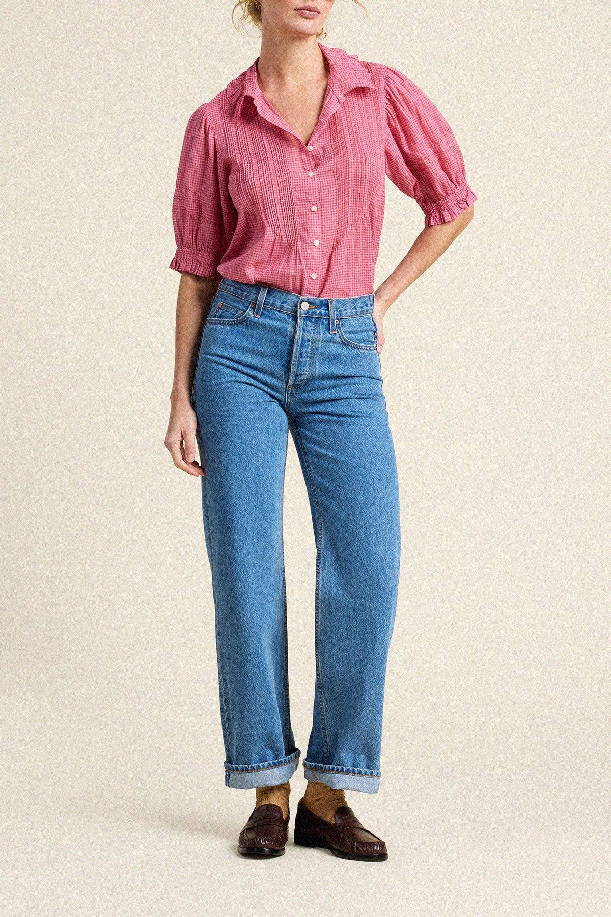 Trovata Jess blouse in Rosehip Gingham, cotton — view 3