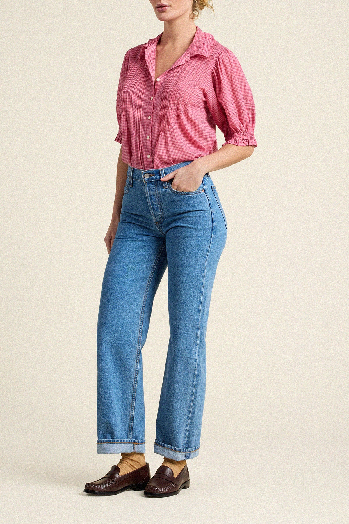 Trovata Jess blouse in Rosehip Gingham, cotton — view 4
