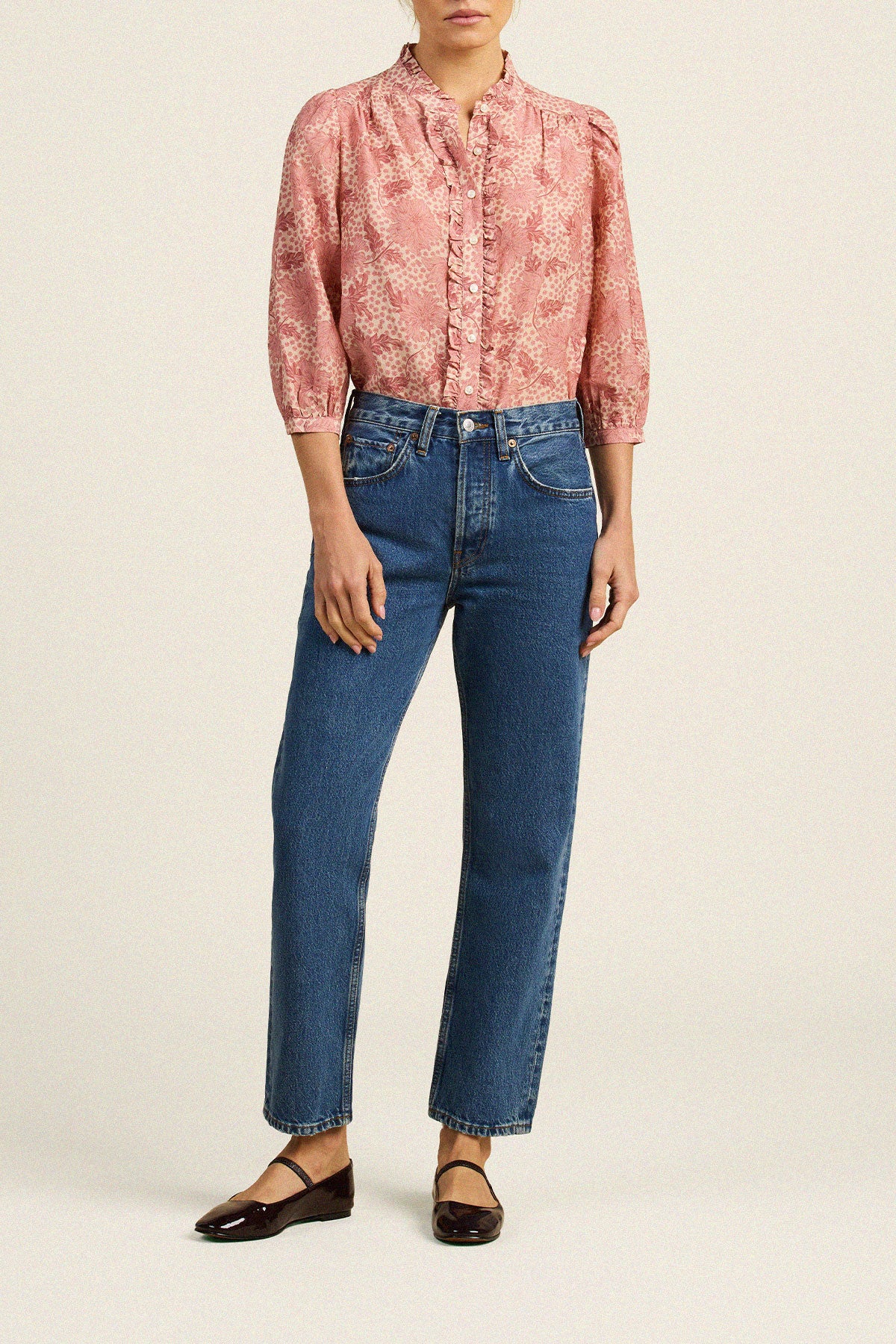 Trovata Elin shirt in Rosewater Bloom, cotton-silk blend — view 4